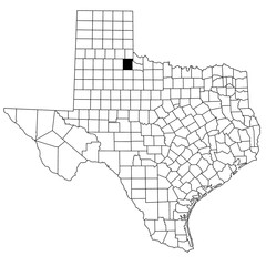  Map of cottle County in Texas state on white background. single County map highlighted by black colour on Texas map. UNITED STATES, US