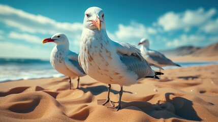 Wall Mural - seagull on the beach