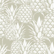 pineapples in single color, monochrome seamless pattern in light beige color, realistic sketch, vintage style, vector botanical seamless background