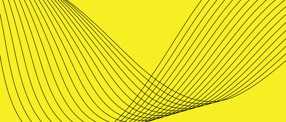 Aufkleber - abstract geometric black blend wave line pattern on yellow.