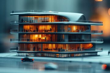Aufkleber - an architectural model of a building designed with fractal principles, where each floor is a scale m