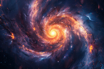 Aufkleber - a rendering of a fractal spiral galaxy, with arms curling into infinite, repeating curves,