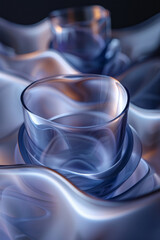 Aufkleber - an artistic depiction of waves, abstracted into a series of smooth, rolling cylindrical forms,