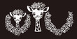 Giraffe stencil with flowers on his head and surrounded by a flower wreath.Paper crafts. Cut file