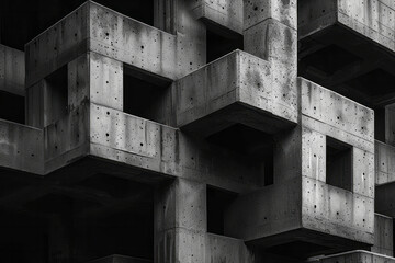 Aufkleber - a complex structure made of interlocking geometric shapes, resembling a 3d puzzle,