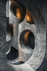 Aufkleber - an abstract design of several cylinders, cut and rearranged to form a surreal sculpture,