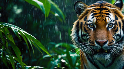 Wildlife photo of a sumatran tiger in the jungle