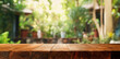 © Tranh - Wooden board empty table background. defocussed sunny room interior
