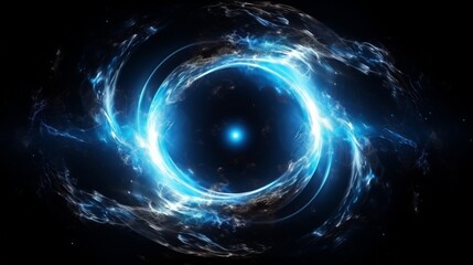 Wall Mural - A black hole with white and blue flames in space