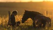 the tranquility of a peaceful moment between horse and handler, as they share a quiet connection in a serene countryside setting.