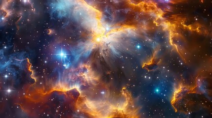Wall Mural - mystical nebula illumination in vibrant cosmic colors