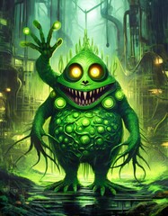 Poster - green alien monster