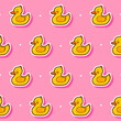 Seamless pattern with cute сartoon bath duck stickers - funny background for Your textile design