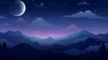 Digital calm night stars and moon abstract art design graphic poster web page PPT background
