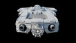 Large Spaceship Gunship Isolated on a Black Background - Front View, 3d digitally rendered science fiction illustration