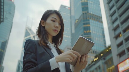 Poster - A Confident Businesswoman Using Tablet