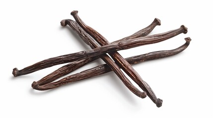 Sticker - High-quality image of intertwined vanilla beans isolated on a white background.