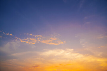 Wall Mural - Colorful cloudy sky at sunset. Gradient color. Sky texture, abstract nature background.