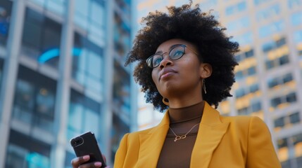 Sticker - Confident Woman Holding Smartphone