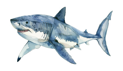 Wall Mural - shark fish watercolor digital painting good quality