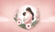 Motherhood Illustration with Soft Floral Elements
