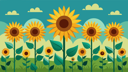 Sticker - A sunflower field with each flower representing a different coping mechanism or selfcare activity demonstrating the multitude of ways individuals can.