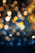 Blue and gold Abstract background and bokeh on New Year's Eve. AI generative.