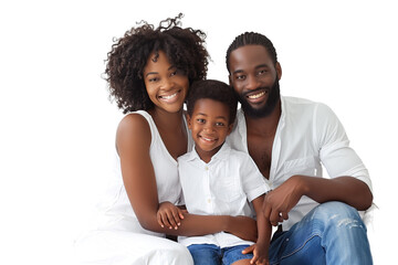 Family father mother son daughter kid studio photo white background