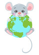 Cute mouse with a globe