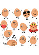Set digital collage of funny egg character mascot