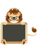 Lion teacher with school blackboard