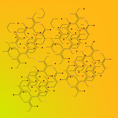 Sticker - Abstract geometric yellow technological hexagon background