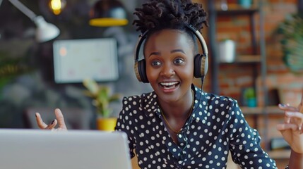 Wall Mural - Happy Woman at Workstation