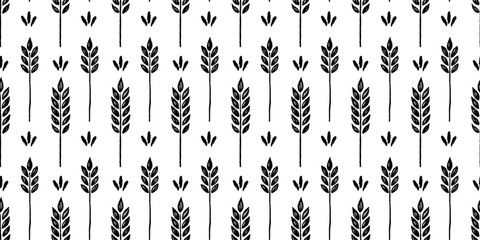Poster - Wheat brush texture seamless pattern background. Hand drawn crayon brush abstract floral wheat seamless pattern. Floral abstract grunge hand drawn print background. Vector illustration