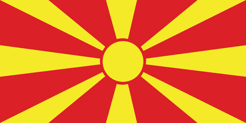 Wall Mural - National Flag of North Macedonia, North Macedonia sign, North Macedonia Flag