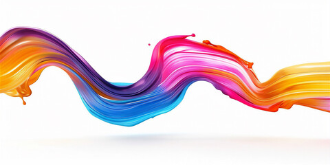 Wall Mural - Colorful liquid paint splash isolated on white background, oil paint splash, water paint splash.