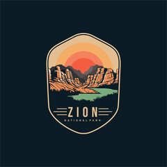 zion national park emblem patch logo illustration