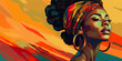 Illustration of african woman in national colors of africa, freedom day, emancipation day. Generative AI
