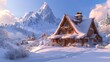 Craft a snowy mountain background for New Years Eve, with snow-capped peaks, pine forests, and a star-filled sky providing a
