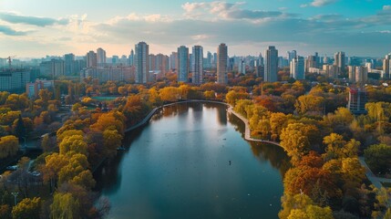 city with high building, city aerial shot