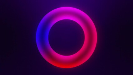 Wall Mural - red neon circle abstract background, glowing circle of light