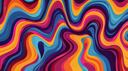 Sticker - Trippy Wave Pattern, Retro Psychedelic Background