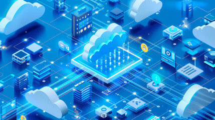 Poster - the seamless integration of public and private cloud resources in a hybrid cloud environment, highlighting the flexibility and optimization it offers.