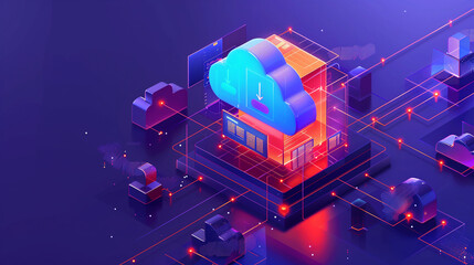 Wall Mural -  the importance of cloud security with an image showing protective layers and protocols safeguarding sensitive data in the cloud.