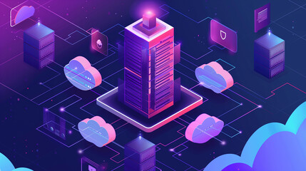 Fototapete -  the importance of cloud security with an image showing protective layers and protocols safeguarding sensitive data in the cloud.