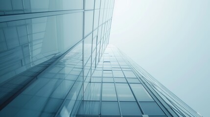 A tall building with many windows and a clear blue sky in the background