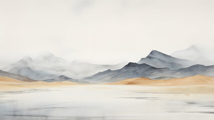Leinwandbilder - Endless watercolor cool color mountains landscape abstract graphic poster web page PPT background