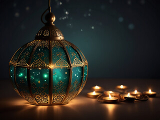 islamic eid background design with glow light effect