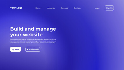 Electric blue gradient landing page template
