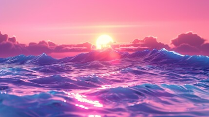 Wall Mural - purple ocean sunset